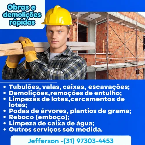 Limpeza de Caixa d?Água, Reboco, Demolições e Serviços em Geral