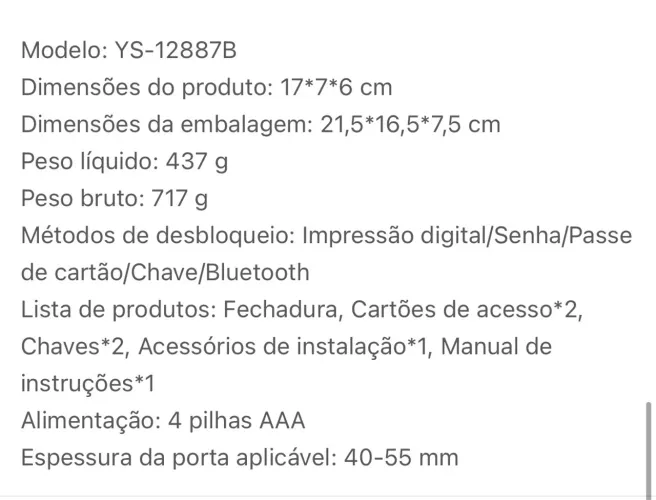 Fechadura inteligente para porta nova (sem furos)