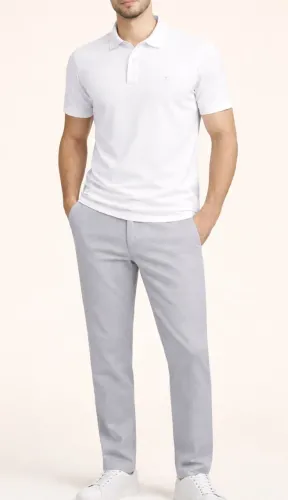 Kit Camisa Polo e Calça Sarja cinza 