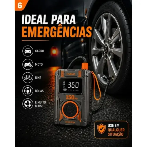 Compressor De Pneu Portátil Inova Com Visor - Entrega GRÁTIS