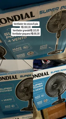 Ventilador grande, pequeno e de coluna