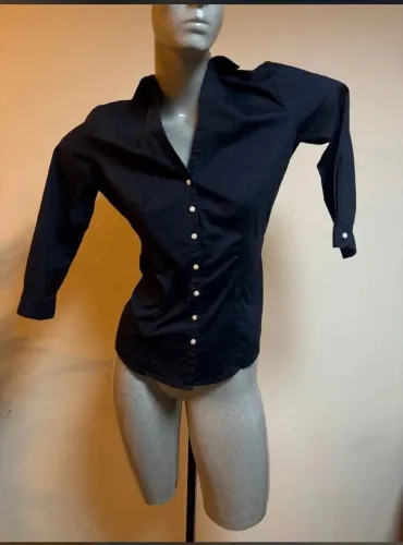 camisa social zara basic azul marinho p