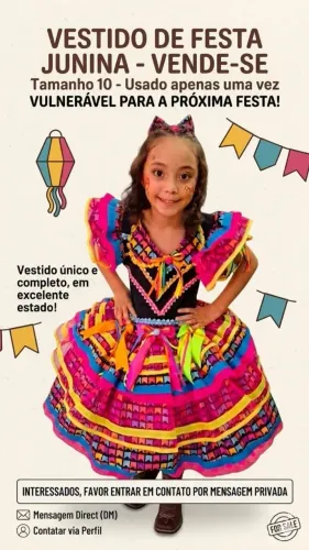 Vestido de quadrilha de 10 a 12 anos