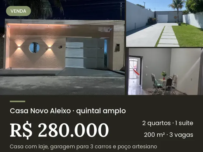 VENDO CASA - NOVO ALEIXO - 2 QUARTOS