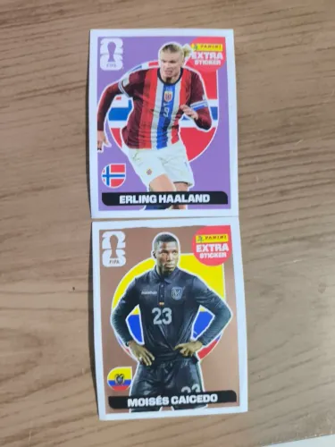 Extra sticker da copa Haland e caicedo