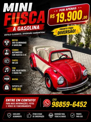 Mini Fusca gasolina 200 cilindradas