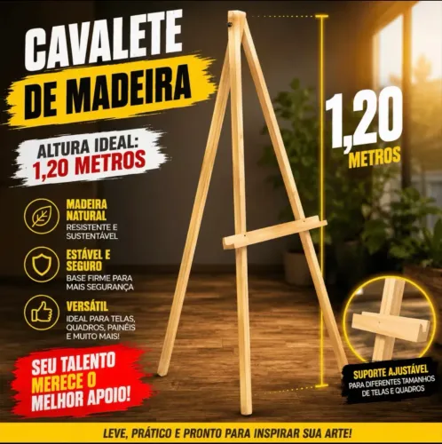Cavalete de madeira para decoração