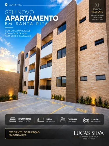 Apartamento 2 Quartos com Suíte em Santa Rita - R$ 199.900