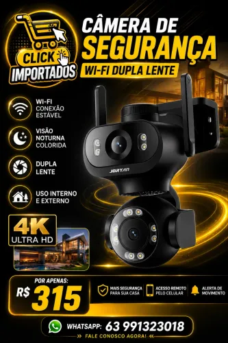 Câmera de Segurança Wi-Fi 4K - Dupla Lente