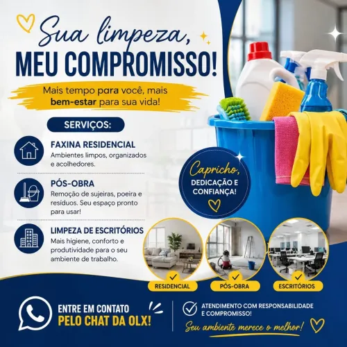 Faxineira Profissional - Residências, Pós-Obra e Escritórios