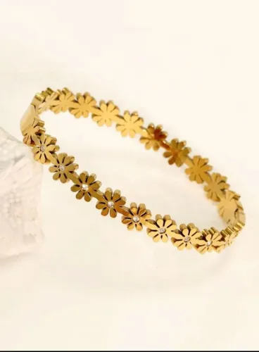 Bracelete Floral Aço inoxidável - Não muda a cir