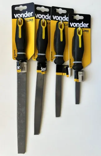 KIT 4 LIMAS CHATAS MURÇAS COM CABO EMBORRACHADO DE 4" 6" 8" e 10" VONDER