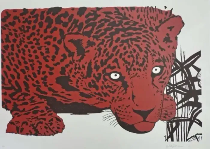 Serigrafia Rara Onça Vermelha De Kléber Ventura Gd 70x100