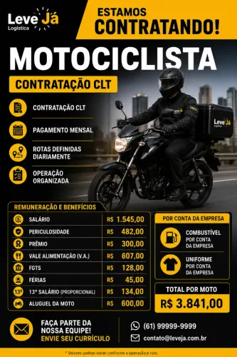 CONTRATAÇÃO CLT - MOTOCICLISTA