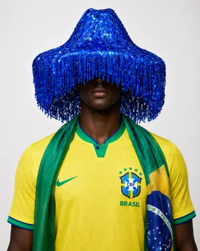 Chapéu de franja azul para copa Brasil