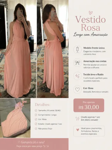Vestido Longo Multiformas (Rosa) 