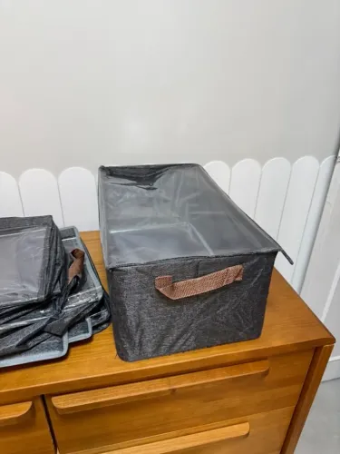 kit 8 caixas organizadoras dobrável multiuso com tampa feita em tnt