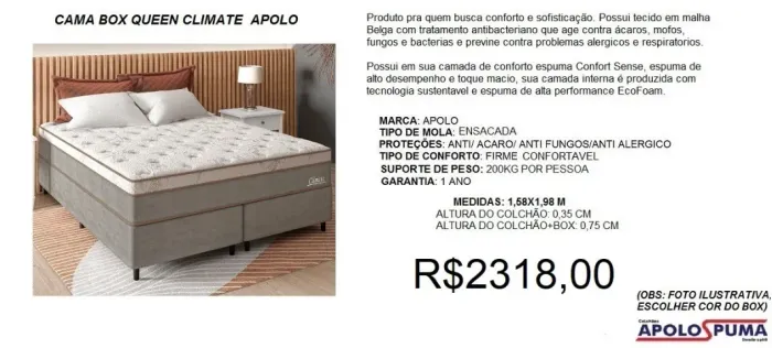 Cama box queen molas ensacadas - Entrega grátis