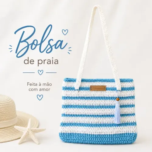 Bolsa de praia pequena de fio náutico. Leia a descrição.
