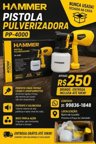Pistola Pulverizadora Hammer PP 4000 Nova na Caixa