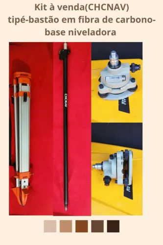 Kit(CHCNAV)base nivelante-bastão fibra de carbono-tripé