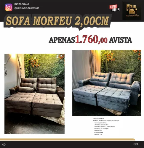 SOFA MORFEU 2M RETRÁTIL E RECLINÁVEL