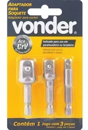 Kit Jogo 3 Adaptador P/ Soquete Pito Cachimbo Parafusadeira