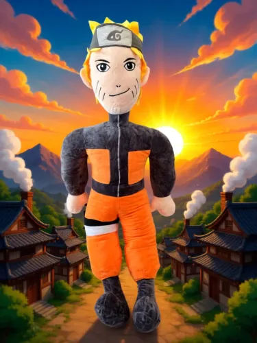 Boneco Pelúcia Naruto Uzumaki Grande Anime Geek Premium 1 metro