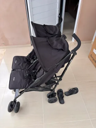 Carrinho De Bebe Para Gemeos Burigotto Twingo Black Preto