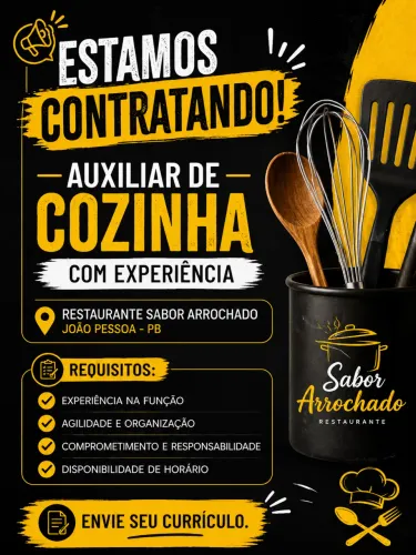 Vaga de emprego- auxiliar de cozinha 