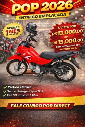 Honda POP 110i ES 2026 - Partida Elétrica - Apenas 1 Mês de Uso - Emplacada