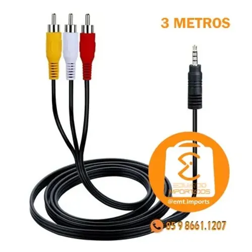 Cabo Auxiliar P3 Macho x 3 RCA Macho 3 Metros Inova CBO-7603