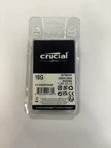 Memória Crucial, 16GB, 2666MHz, DDR4, CL19, Para Notebook (Nova)
