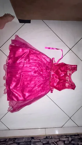 Vestido de festa infantil rosa pink