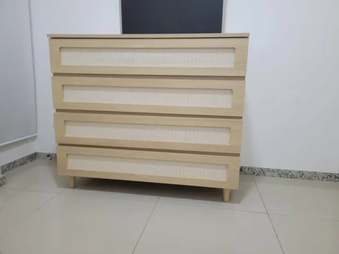 Cômoda de Bebê Premium Lilibee Haus Nature 110cm - Carvalho e Palha Natural