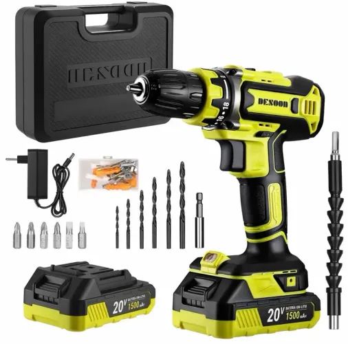 Parafusadeira DESOON 20V Com Motor de Cobre, Maleta e 13 Acessórios