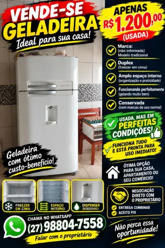 Vendo geladeira usada com ótima qualidade perfeita tou vendendo porque comprei uma maior