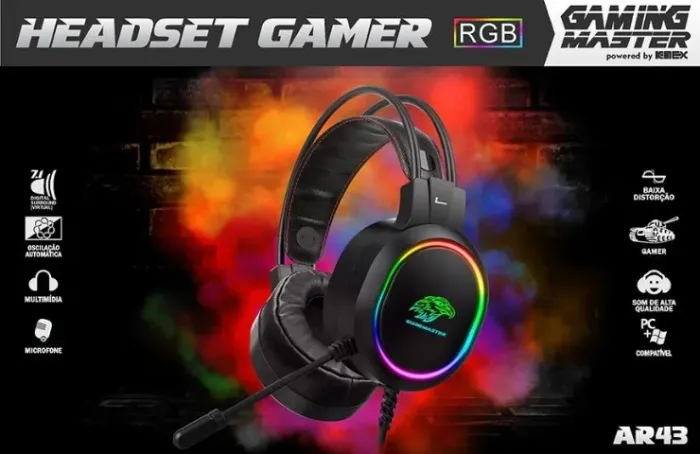 Headset Gamer Usb 7.1 Rgb - Ar43 Kmex *ENTREGA GRÁTIS*