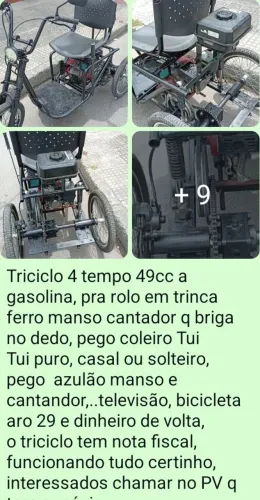Triciclo 4 tempo 49cc a gasolina 