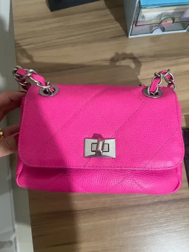 Bolsa pink alça transversal - 100% couro legítimo