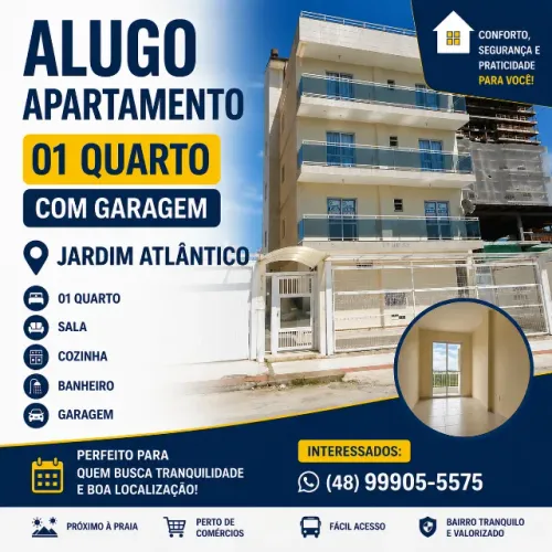 PROMOÇÃO!!! LOCAÇÃO ALUGUEL APARTAMENTO 1 QUARTO JARDIM ATLÂNTICO FLORIANÓPOLIS FLORIPA