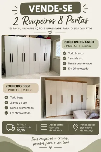 2 ROUPEIROS 8 PORTAS GUARDA ROUPA