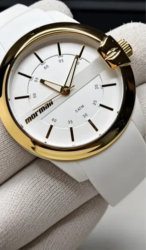 Relógio Mormaii Unisexx MO2036JE/8B Branco e Dourado - Novo