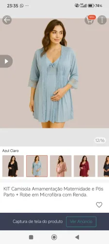 Camisola + Robe para amamentação