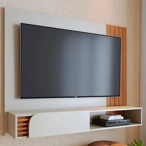 Painel Home Suspenso - Off White/Freijó (Lindo e Novo)