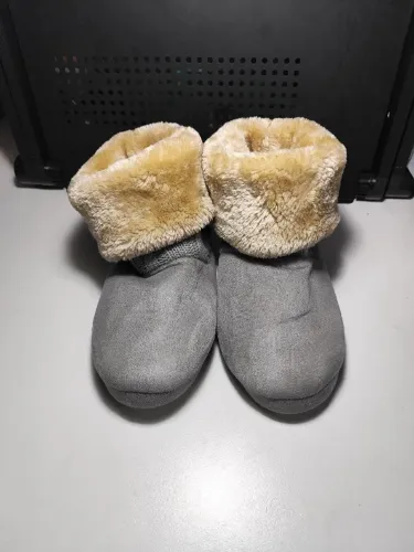 botinha pantufa any any original cinza forrada com pelúcia g