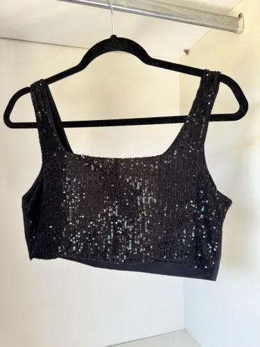 cropped paetê preto
