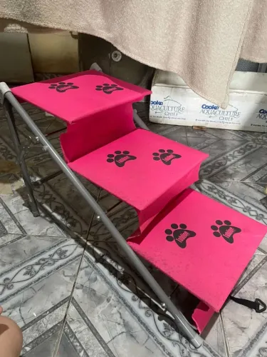 ? Escada Pet Tubline Dobrável - Rosa (Ideal para Camas e Sofás)