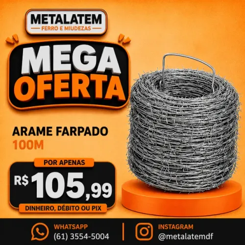 Arame Farpado Galvanizado 100m