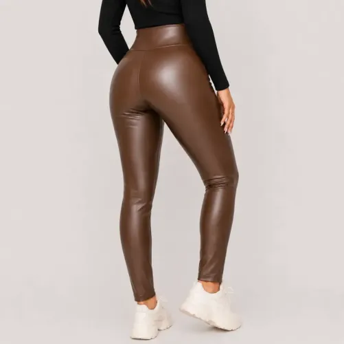 Calça Legging Couro Fake Forrada Modeladora Flanelada Premiu